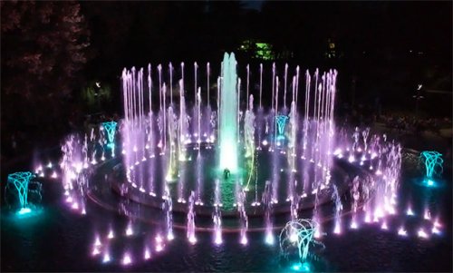 圆形喷泉广场音乐喷泉水秀